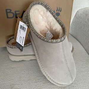 BEARPAW NWT ~ Mushroom Suede Slippers 7M New with Box